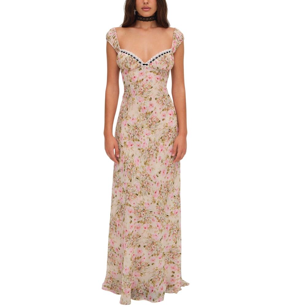 For Love & Lemons Romantic Multicolor Emmaline Maxi Dress Size XXS